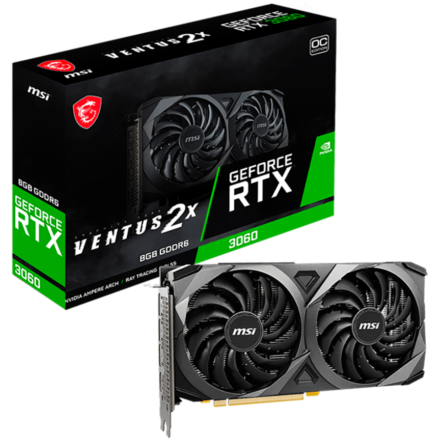 221209150044352692 MSI Video Card RTX 3060 VENTUS 2X 8G OC (8GB GDDR6/128bit. PCI-E Gen4 3x DP - Image 1