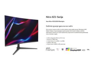 Acer 32" Nitro XZ2 QHD 180Hz31.5",VA,400cd,1ms,HDMIx2,DP,SPK+Audio out,Tilt,Swiwel,HA,VESA,Crna