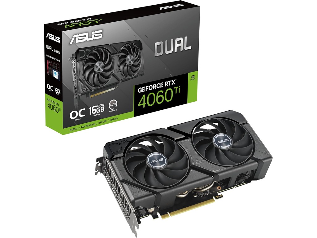 90YV0JH8-M0NA00_241029041016212 ASUS VGA DUAL-RTX4060TI-O16GNVIDIA GeForce RTX 4060 Ti16GB GDDR6 128bit;HDMI,3xDP - Image 1
