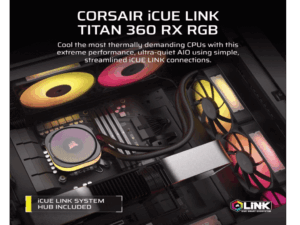 CORSAIR TITAN 360 RX RGB AIO Liquid CPU Cooler, Black,RX120LGA1851, LGA1700, AM5, AM4 - Image 2