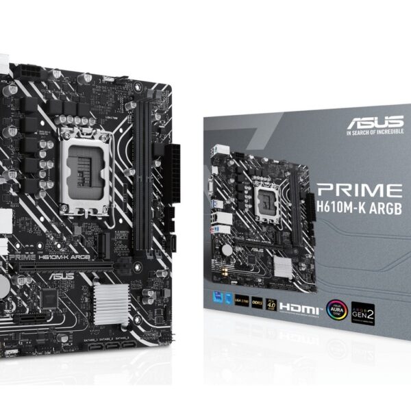 ASUS MB PRIME H610M-K ARGB LGA1700, 2xDDR5, 1x M.2, 6xUSB1x VGA, 1x HDMI, mATX