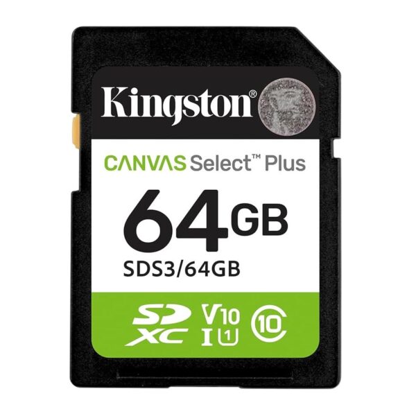 Kingston SD 64GB Class 10Canvas Select Plus100MBs Read,Class 10 UHS-I