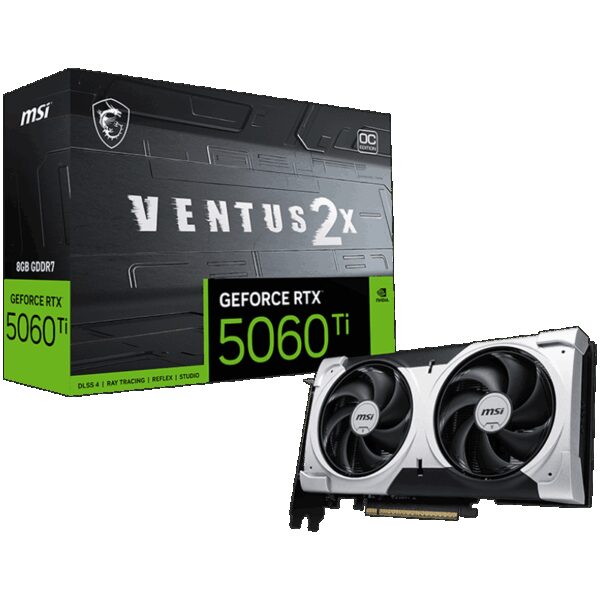 MSI NVIDIA GeForce RTX 5060 Ti 8G Ventus 2X OC Plus GDDR7 128bit Gaming Graphics Card, Boost Clock up to 2617 MHz, PCIe Gen 5, DLSS 4, DP 2.1 x 3, HDMI 2.1 x 1, SFF Ready