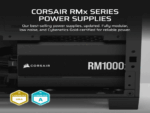 Corsair PSU 1000W RM1000x Gold, Fully Modular, 12V-2x612xSATA, 4xPCIe, ATX 3.1, PCIe 5.1 - Image 3