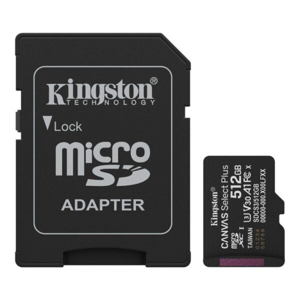 Kingston microSD 512GB Class10Canvas Select Plus150MBs Read,Class 10 UHS-I
