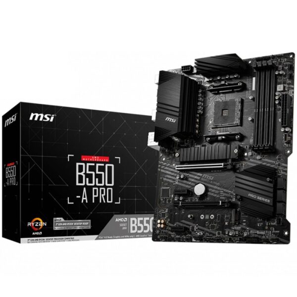 MSI Main Board Desktop B550-A PRO (AM4, 4xDDR4, 1xPCI-Ex16, 2xPCI-Ex1, USB3.2, 6xSATA III,2xM.2, DP, HDMI) ATX Retail