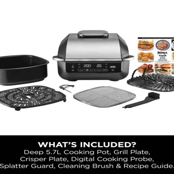 Ninja 5u1 rostilj i friteza5 funkcija,5.7L kapacitet,pametni sistem,crno-srebrena boja