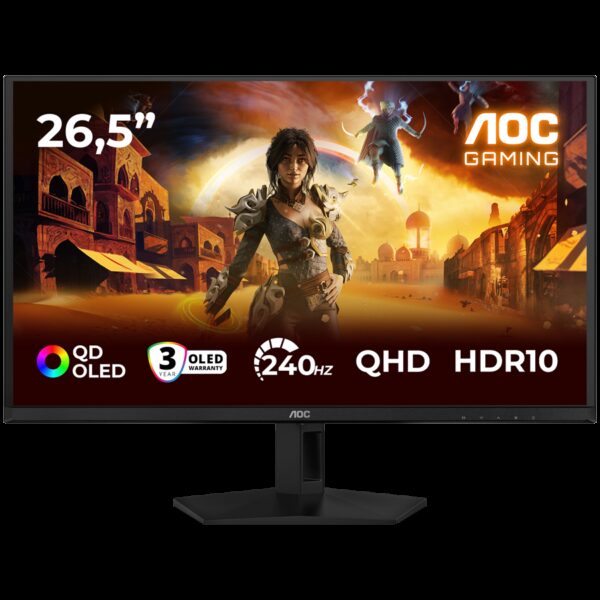 AOC Monitor Gaming OLED Q27G41ZDF 26.5", QHD (2560x1440), QD-OLED, 240Hz, 0.03ms, 400 cd/m2, Adaptive Sync, G-Sync Compatible, HDR10, USB hub, 1x HDMI 2.0, 1x DP 1.4