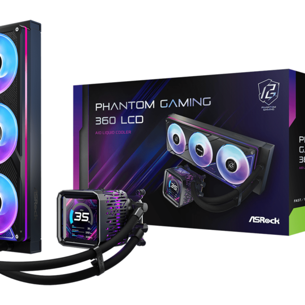 ASROCK 360 A-RGB LCD AIOLiquid Cooler, Phantom Gaming3.4" LCD, 1851, 1700, AM4, AM5