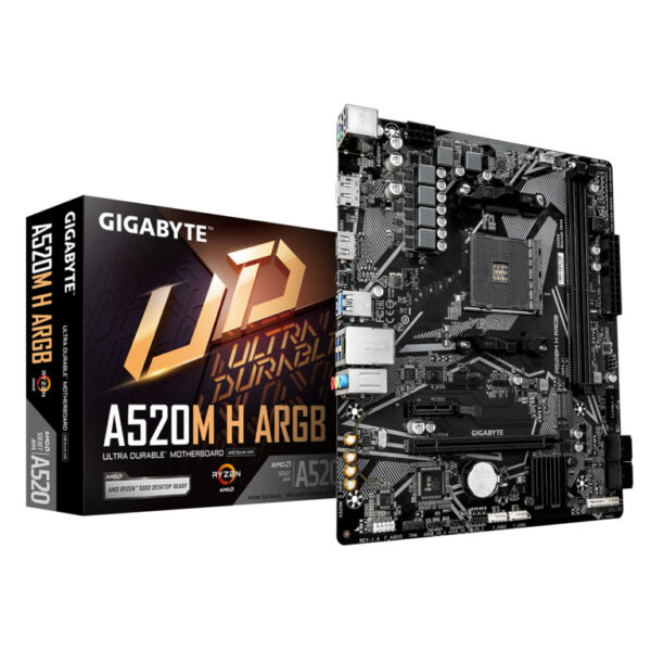 Gigabyte MB A520M H ARGB AM4; 2xDDR4; 5100MHz/64GB M.2; 4xSATA; 6xUSB; 1xDP,1xHDMI; mATX