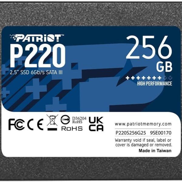 Patriot SSD 256GB 2.5", P220up to R/W: 550/500 MB/s